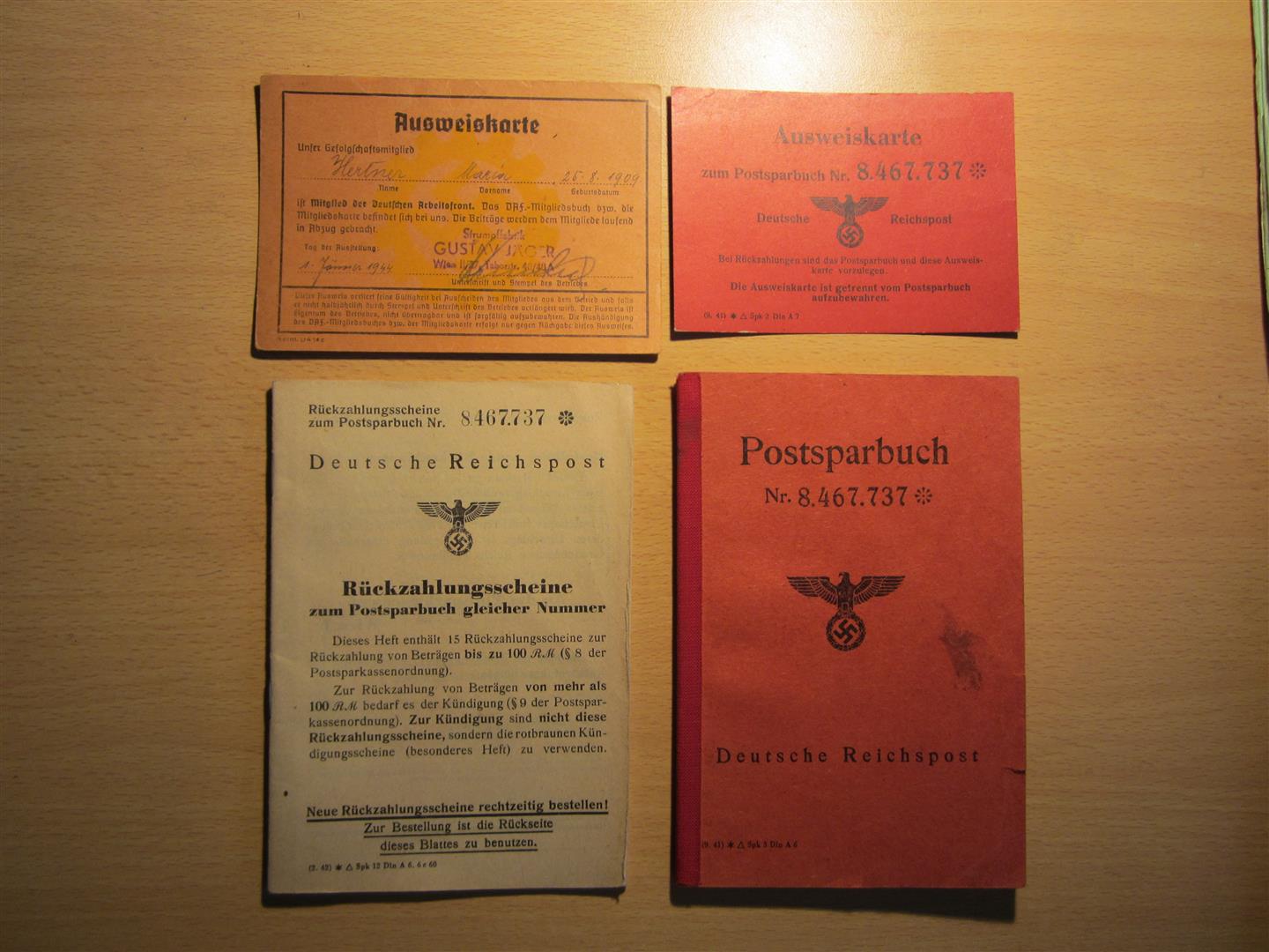 WW2 German Postal Savings Book Set Documents
